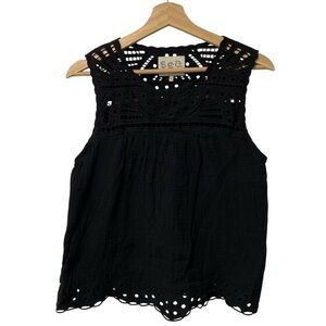 Sea New York Black Cotton Blouse Size 6 — 100% Cotton